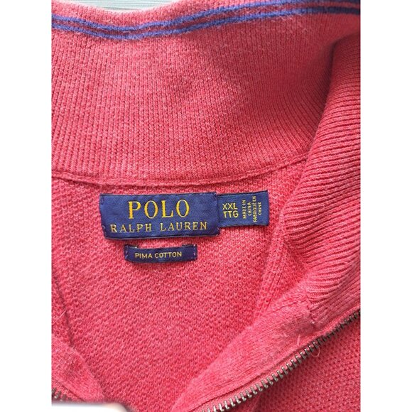 Lot 2 Polo Ralph Lauren Mens XXL Pima Cotton Quarter-Zip Sweaters Beige Salmon - Picture 5 of 9